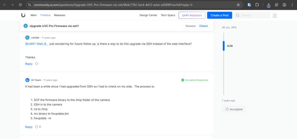 unifi upgrade firmware via SCP